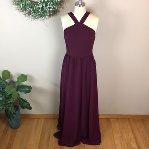 NWT LULU’S Wine Purple Maxi Dress Evening Gown - Size Large